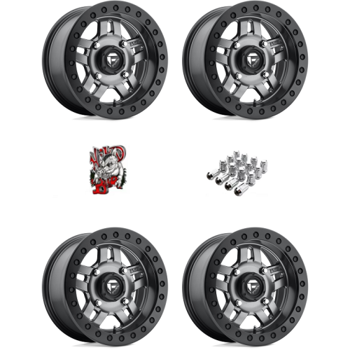 Fuel Off-Road Anza D918 Beadlock Matte Anthracite w/ Black Ring 15x7 Wheel/Rim (Full Set)