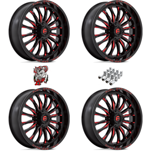 Fuel Off Road Arc Gloss Black Milled Red 24x7 Wheels/Rims (Full Set)