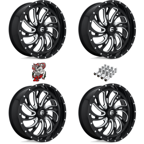 Fuel Off Road Kompressor Gloss Black Milled 22x7 Wheels/Rims (Full Set)