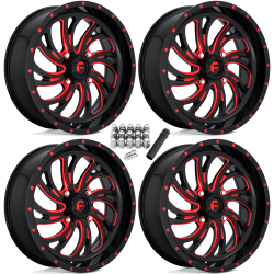 Fuel Off Road Kompressor Gloss Black with Red Tint 18x7 Wheels/Rims (Full Set)