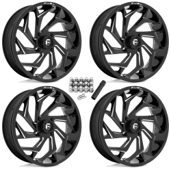 Fuel Off Road Reaction Gloss Black & Milled 24x7 Wheels/Rims (Full Set)