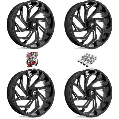 Fuel Off Road Reaction Gloss Black & Milled 20x7 Wheels/Rims (Full Set)