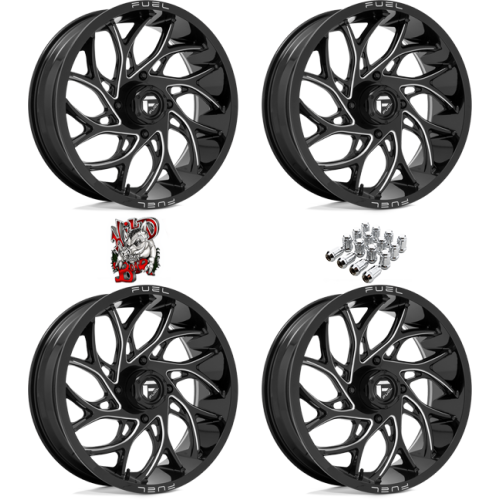 Fuel Off Road Runner Gloss Black & Milled 22x7 Wheels/Rims (Full Set)