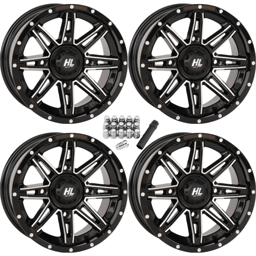 High Lifter HL22 Gloss Black & Machined 14x7 Wheels/Rims (Full Set)