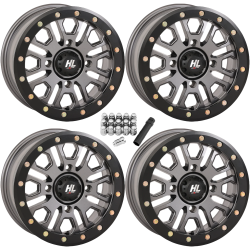 High Lifter HL23 Gunmetal Grey 14x7 Beadlock Wheels/Rims (Full Set)