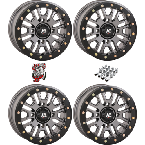 High Lifter HL23 Gunmetal Grey 14x7 Beadlock Wheels/Rims (Full Set)