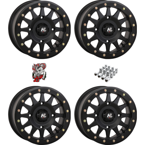 High Lifter HLA1 Matte Black 15x7 Beadlock Wheels/Rims (Full Set)