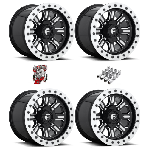 Fuel Off-Road Hardline D910 Gloss Black & Milled 15x7 Beadlock Wheels/Rims (Full Set)