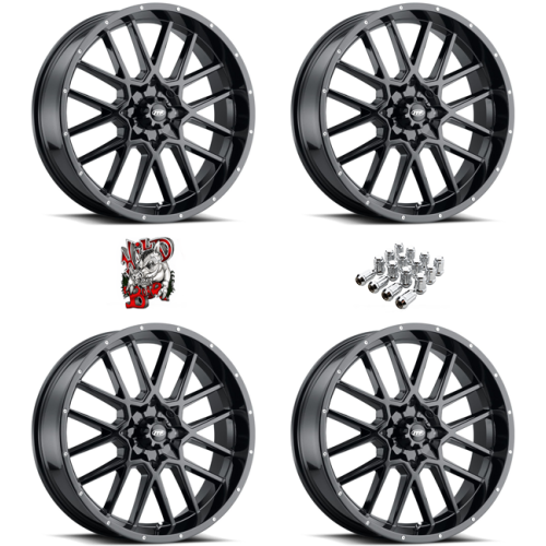 ITP Hurricane Gloss Black 18x7 Wheels/Rims (Full Set)