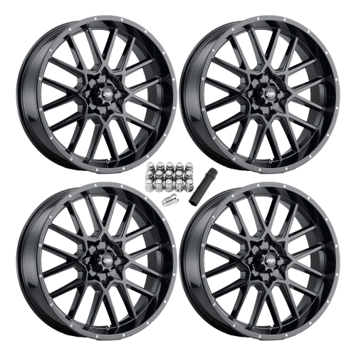 ITP Hurricane Gloss Black 18x7 Wheels/Rims (Full Set)