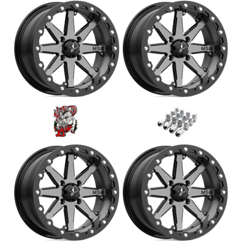 MSA M21 Lok Gunmetal 16x7 Beadlock Wheels/Rims (Full Set)