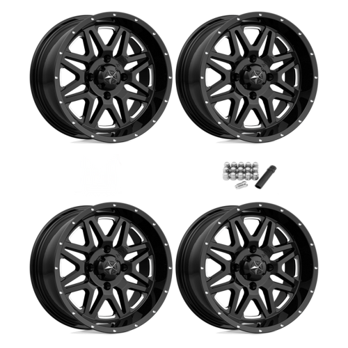 MSA M26 Vibe Gloss Black Milled 14x7 Wheels/Rims (Full Set)