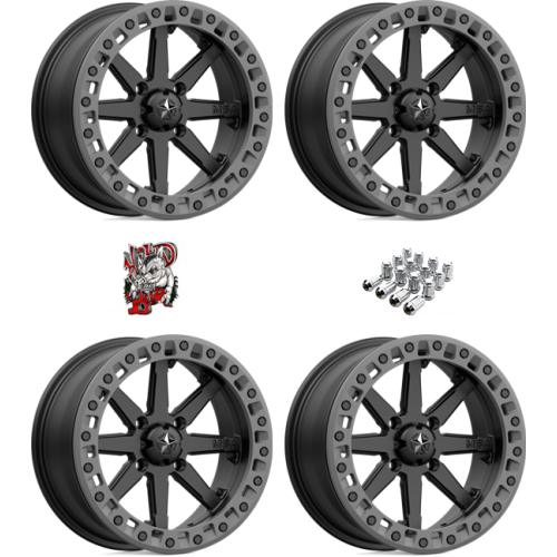 MSA M31 Lok2 Satin Black 18x7 Beadlock Wheels/Rims (Full Set)