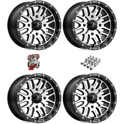 MSA M38 Brute Machined 14x7 Wheels/Rims (Full Set)