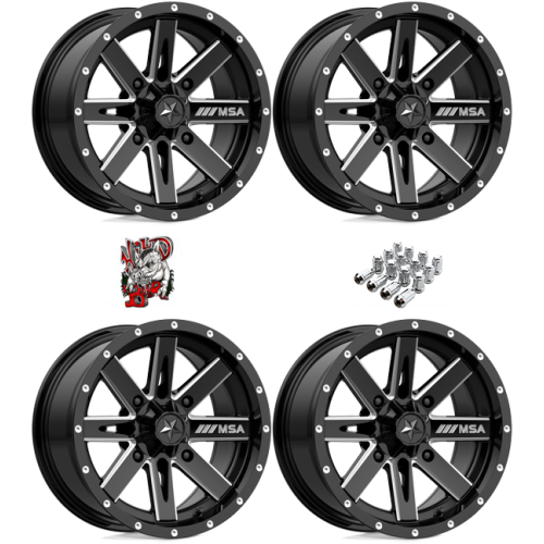 MSA M41 Boxer Gloss Black Milled 16x7 Wheels/Rims (Full Set)