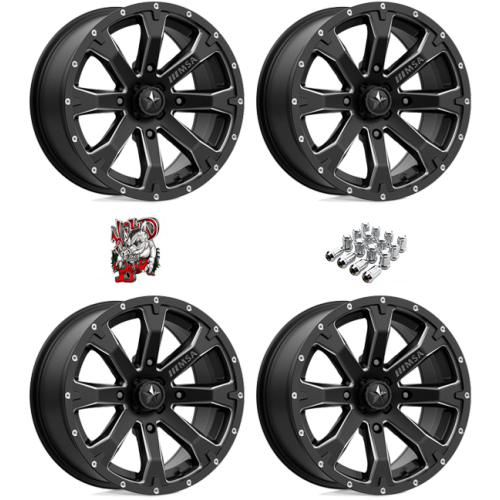 MSA M42 Bounty Satin Black Milled 14x7 Wheels/Rims (Full Set)