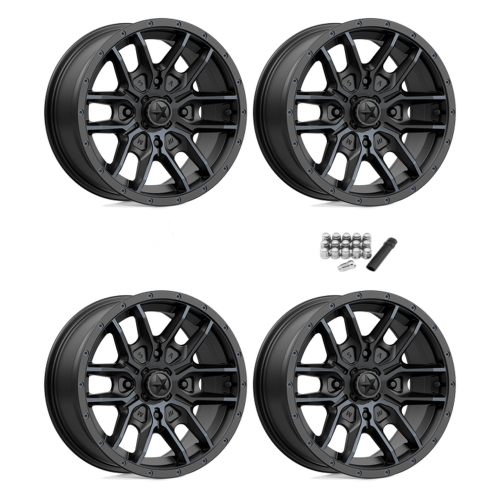 MSA M43 Fang Satin Black with Titanium Tint 14x7 Wheels/Rims (Full Set)