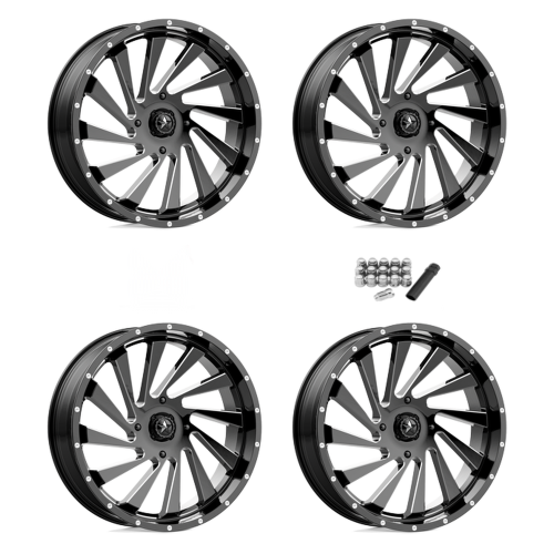 MSA M46 Blade Gloss Black Milled 24x7 Wheels/Rims (Full Set)