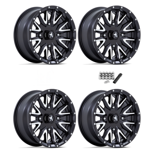 MSA M49 Creed Matte Black and Machined 14x7 Wheels/Rims (Full Set)