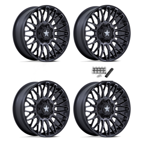 MSA M50 Clubber Matte Black DDT 24x7 Wheels/Rims (Full Set)