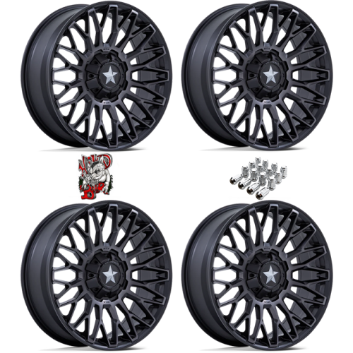 MSA M50 Clubber Matte Black DDT 20x7 Wheels/Rims (Full Set)