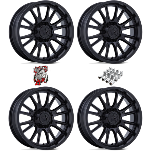 MSA M51 Thunderlips Matte Black 20x7 Wheels/Rims (Full Set)