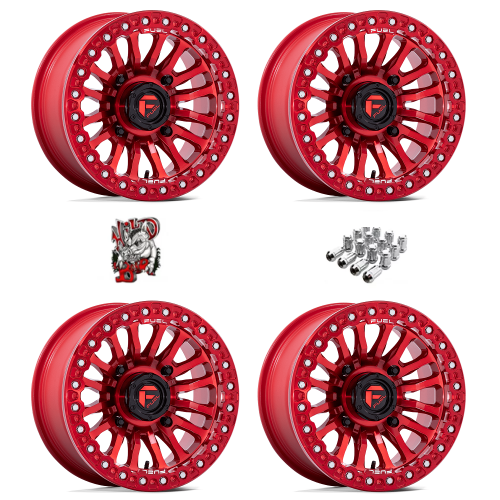 Fuel Off-Road Rincon Candy Red 15x7 Beadlock Wheels/Rims (Full Set)