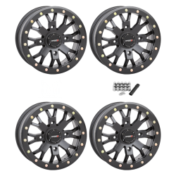 System 3 Offroad SB-4 Matte Black 15x10 Beadlock Wheels/Rims (Full Set)