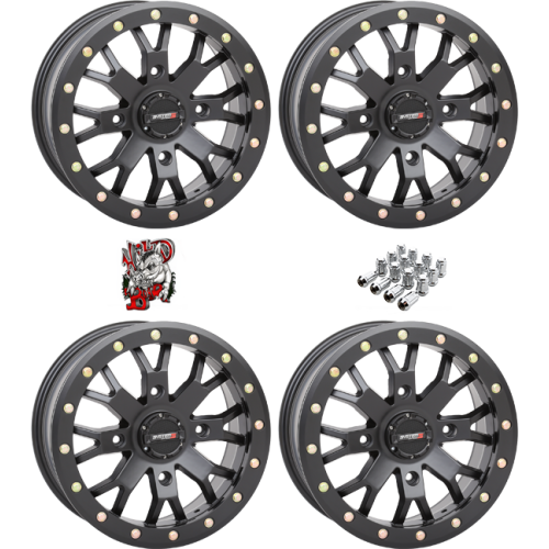 System 3 Offroad SB-4 Matte Black 15x10 Beadlock Wheels/Rims (Full Set)