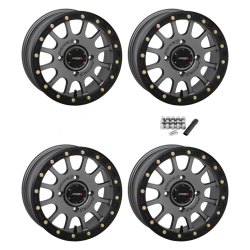 System 3 Offroad SB-5 Gunmetal 15x7 Beadlock Wheels/Rims (Full Set)