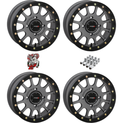 System 3 Offroad SB-5 Gunmetal 14x7 Beadlock Wheels/Rims (Full Set)