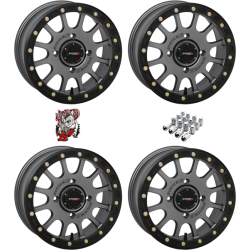 System 3 Offroad SB-5 Gunmetal 15x7 Beadlock Wheels/Rims (Full Set)