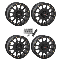 System 3 Offroad SB-5 Matte Black 15x7 Beadlock Wheels/Rims (Full Set)