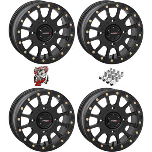 System 3 Offroad SB-5 Matte Black 14x7 Beadlock Wheels/Rims (Full Set)