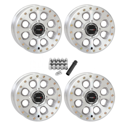 System 3 Offroad SB-7 Gloss Machined 15x7 Beadlock Wheels/Rims (Full Set)