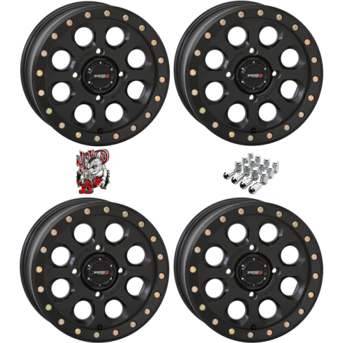 System 3 Offroad SB-7 Matte Black 14x7 Beadlock Wheels/Rims (Full Set)