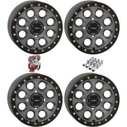 System 3 Offroad SB-7 Matte Titanium 14x7 Beadlock Wheels/Rims (Full Set)