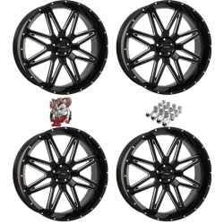 System 3 Offroad ST-7 Gloss Black Milled 24x9 Wheels/Rims (Full Set)