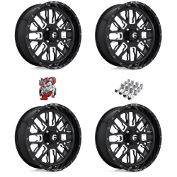 Fuel Off Road Stroke Gloss Black & Milled 18x7 Wheels/Rims (Full Set)