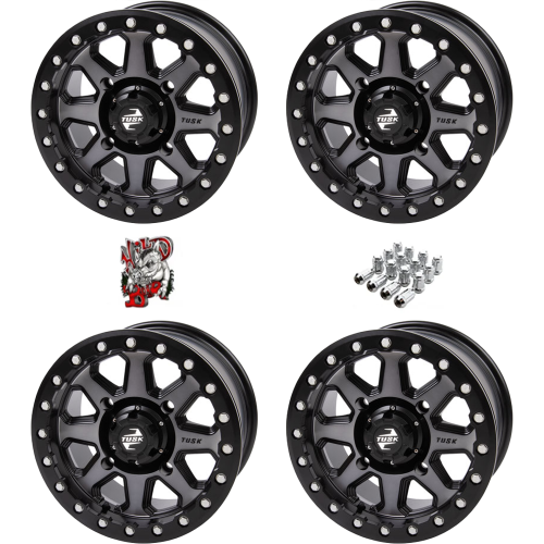 Tusk Uinta Gunmetal 15x7 Beadlock Wheels/Rims (Full Set)