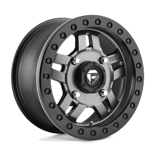 Fuel Off Road Anza D918 Beadlock Matte Anthracite w/ Black Ring 14x7 Wheel/Rim (Full Set)