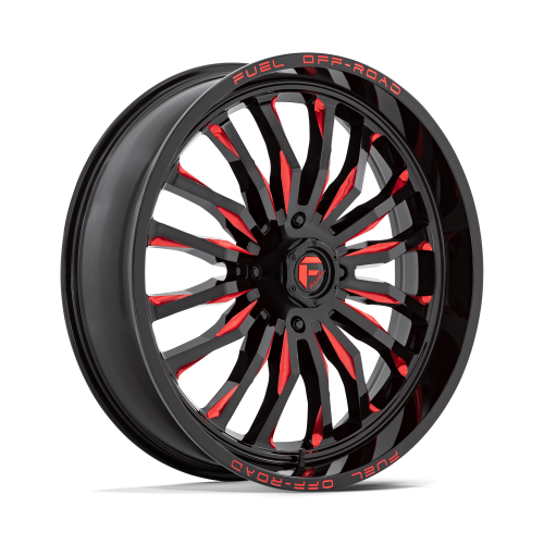 BKT TR 171 37x9.5-20 Tires on Fuel Arc Gloss Black Milled Red Wheels