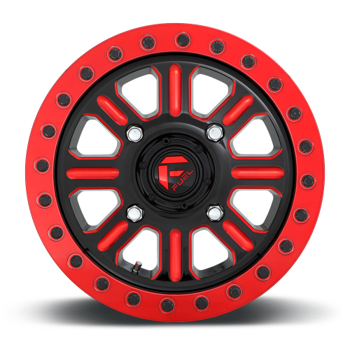 Fuel Off Road Hardline D911 Gloss Black & Red Tint 15x7 Beadlock Wheels/Rims (Full Set)