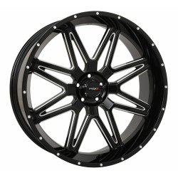 BKT TR 171 47.6x13.6-24 Tires on ST-7 Gloss Black Milled (24x9) Wheels