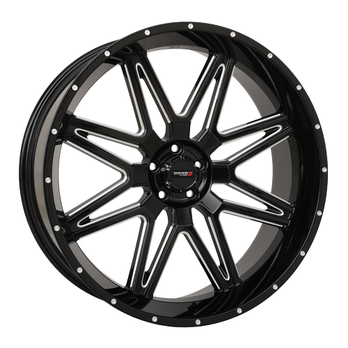 System 3 Offroad ST-7 Gloss Black and Milled 24x9 Wheel/Rim