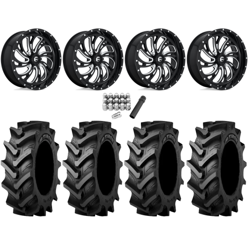 Tiron HS617 TT 46x12.4-24 Tires on Fuel Kompressor Gloss Black Milled Wheels