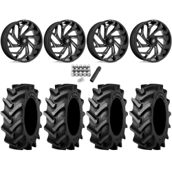 Tiron HS617 TT 46x12.4-24 Tires on Fuel Reaction Gloss Black Milled Wheels