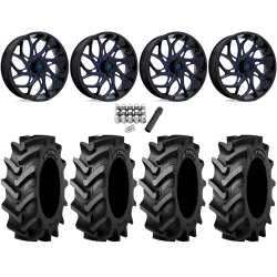 Tiron HS617 TT 46x12.4-24 Tires on Fuel Runner Candy Blue Wheels