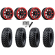 Tusk Terrabite 33x10-15 Radial Tires on Fuel Hardline Gloss Black with Candy Red Beadlock Wheels