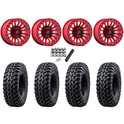 Tusk Terrabite 28x10-15 Radial Tires on Fuel Rincon Candy Red Beadlock Wheels